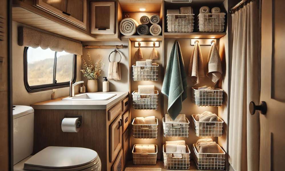 RV Bathroom Towel Storage Ideas